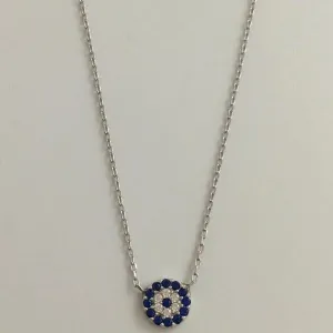 Evil Eye Sterling Silver Fine Link Eye Of Protection Necklace.