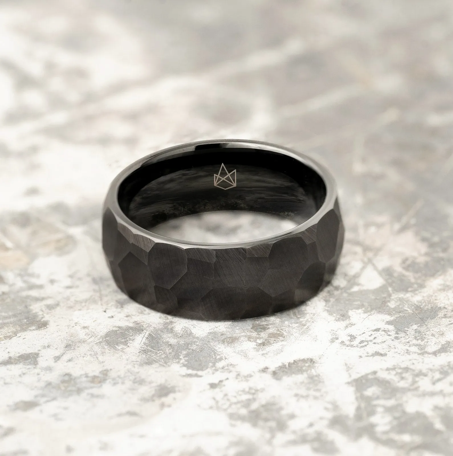 Faceted Black Tungsten Ring