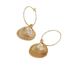 Fashionable Alloy Shell Earrings with Metal Textures for Trendy Women