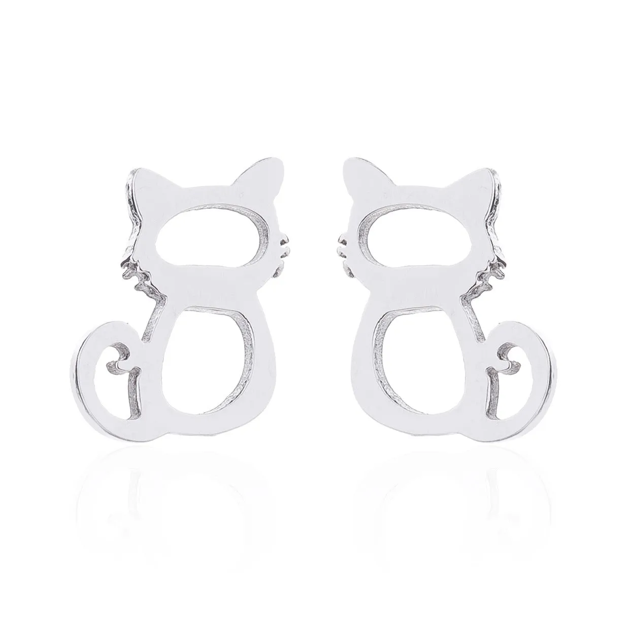 Fashionable Silver Simple Design Titanium Steel Stud Earrings