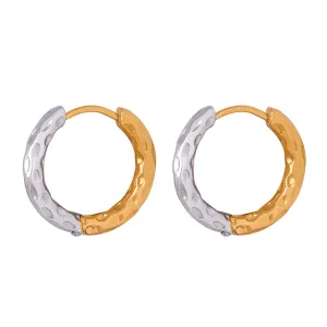 Fashionable Titanium Steel Gold-Plated Round Earrings for Women