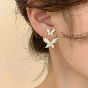 Fashionable Western Stylish Beautiful Princess White Butterfly Earrings