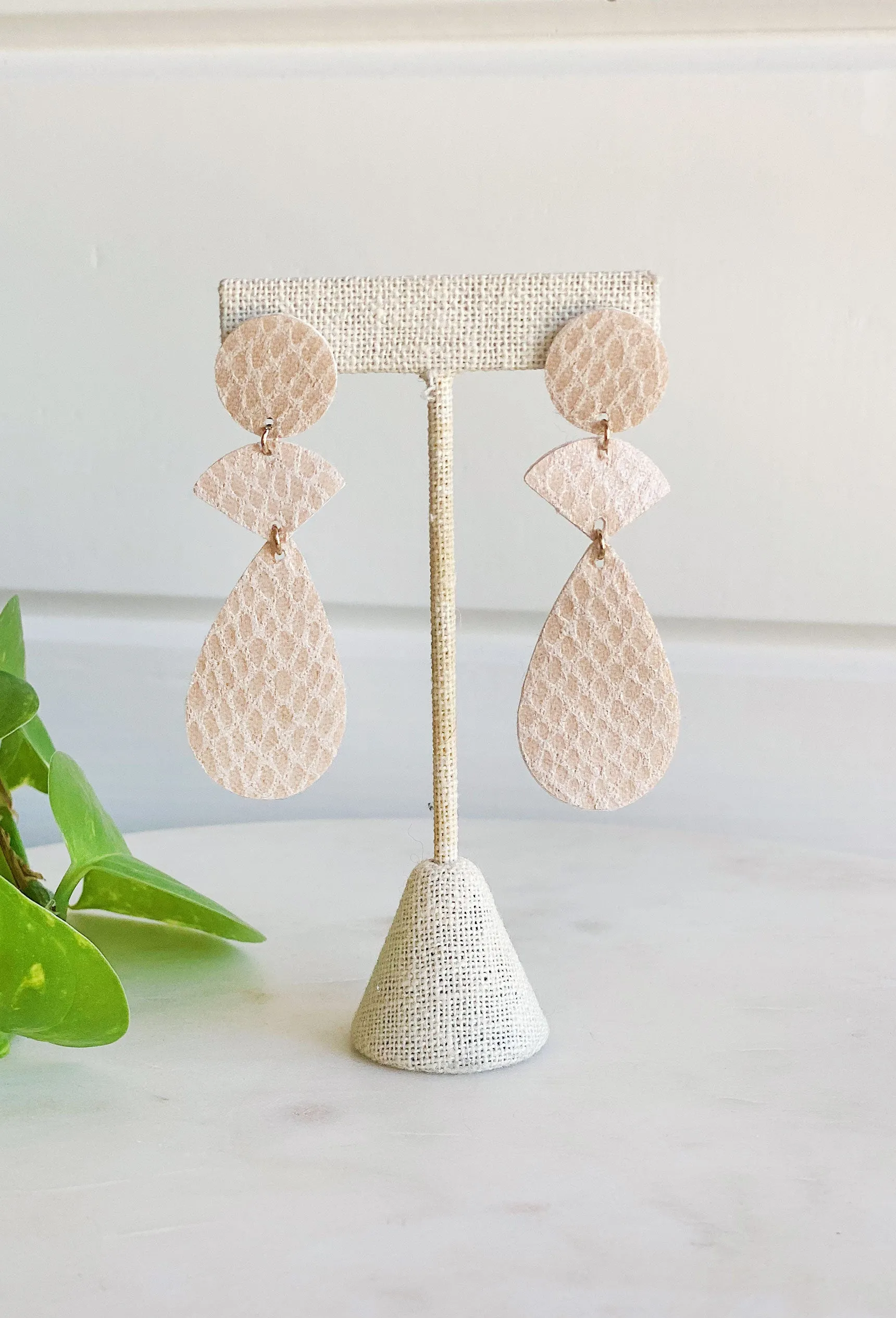 Faux Leather Geometric Earrings