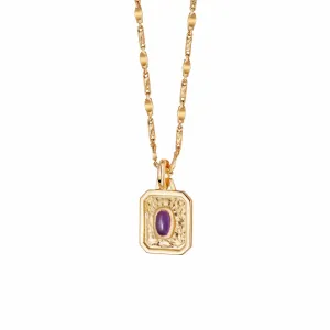 February Amethyst Birthstone Necklace 18ct Gold Plate