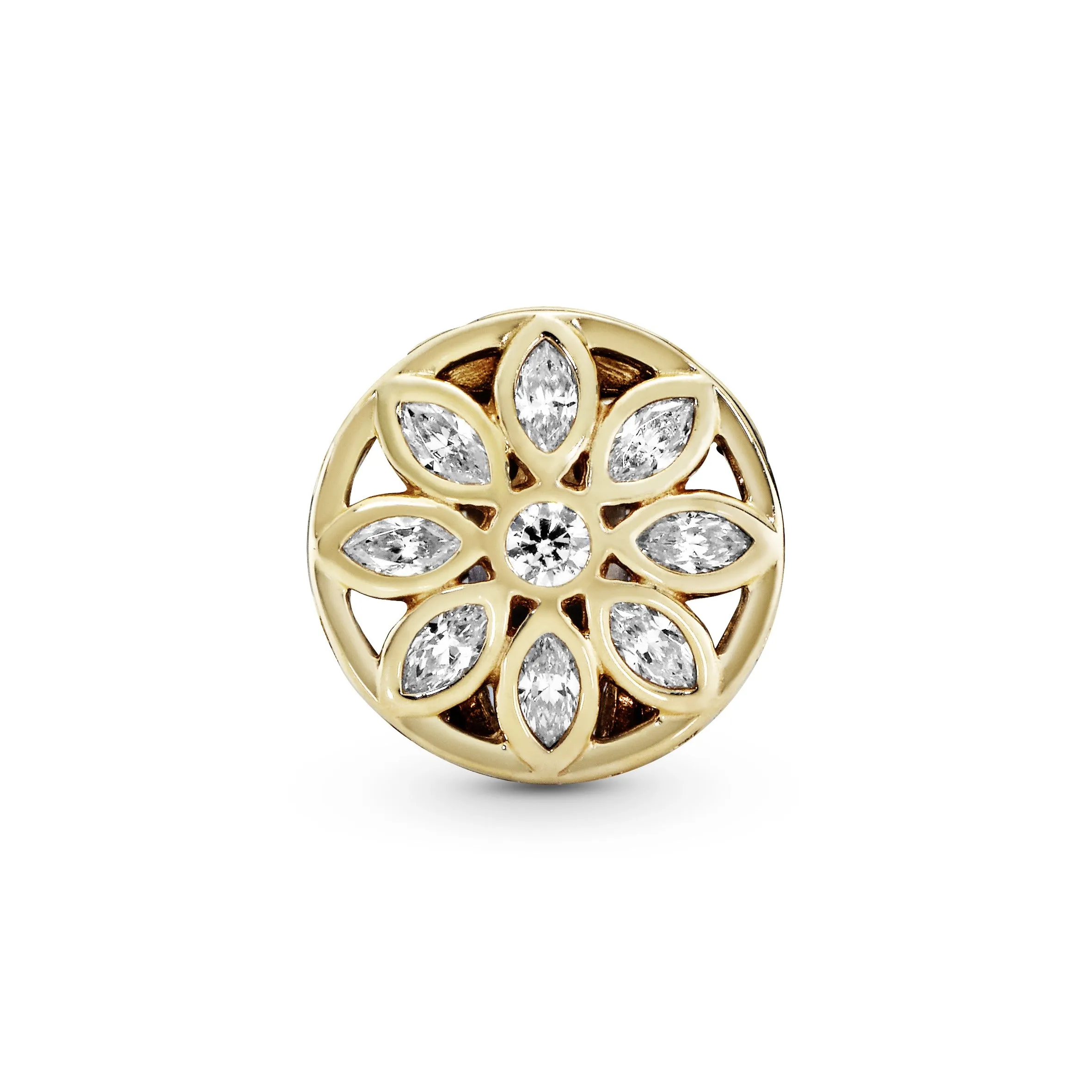 Flower gold clip with clear cubic zirconia