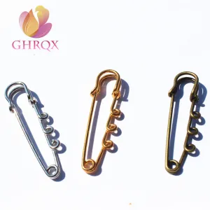 GHRQX 5PCS 50mm Brooches Pin  gold bronze rhodium 3 Holes Brooches Pin  DIY Jewelry Findings Parts jewelry accessories