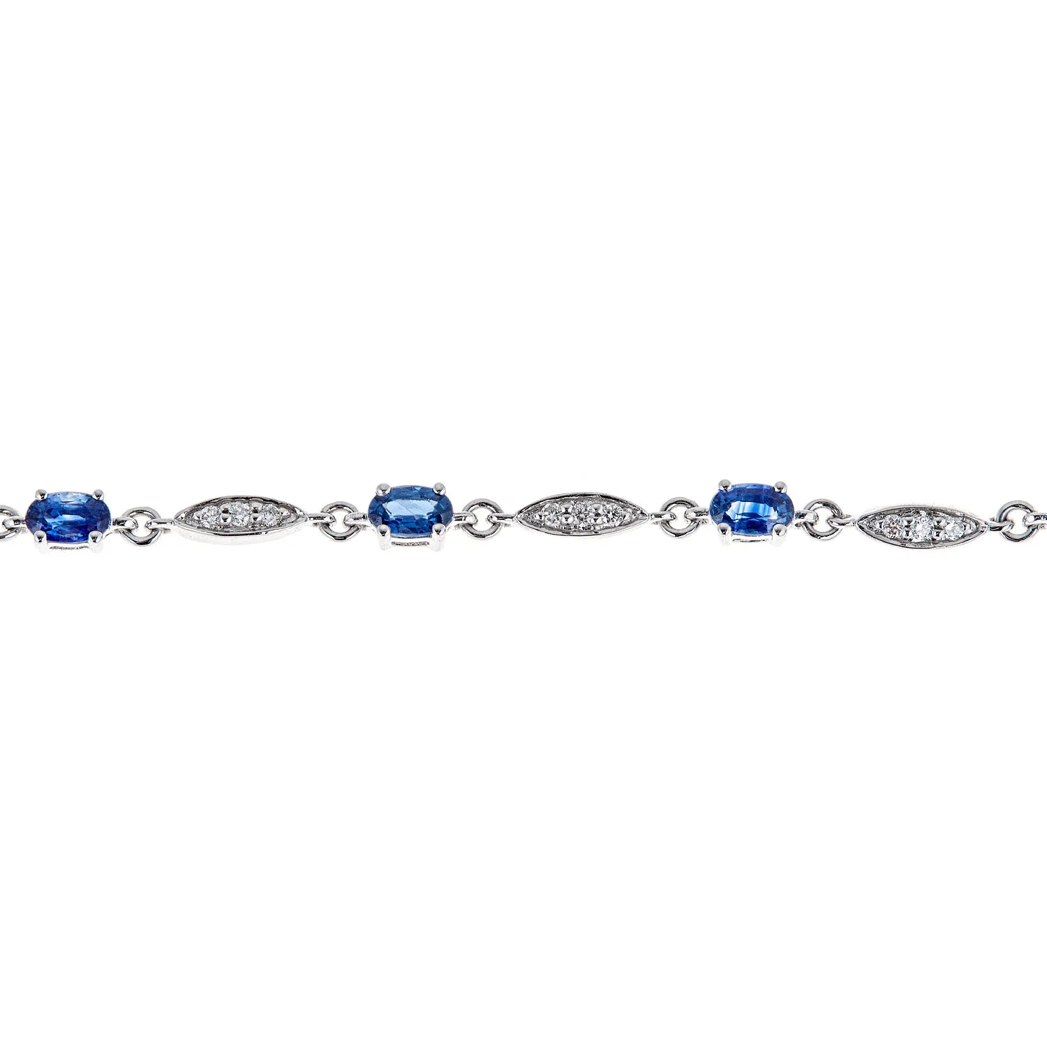 Gianna 10K White Gold Oval-Cut Blue Sapphire Bracelet