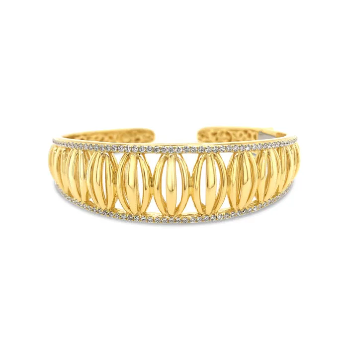 Gold and Diamond Domed Birdcage Cuff