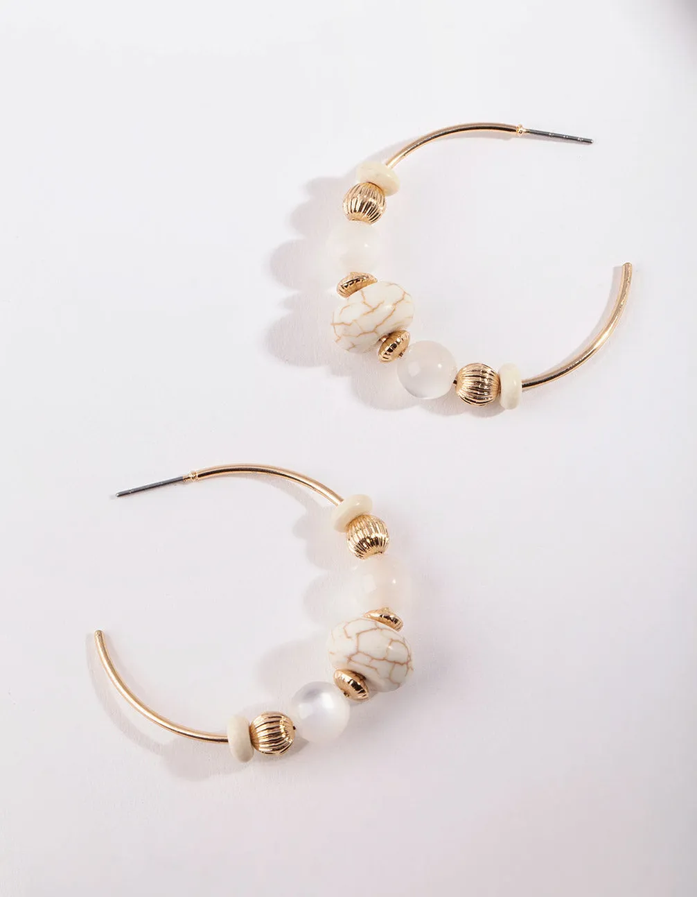 Gold Beaded Half Hoop Earrings