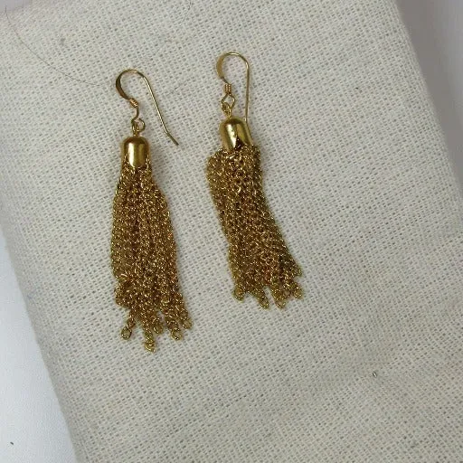 Gold Chain Tassel Drop Earrings