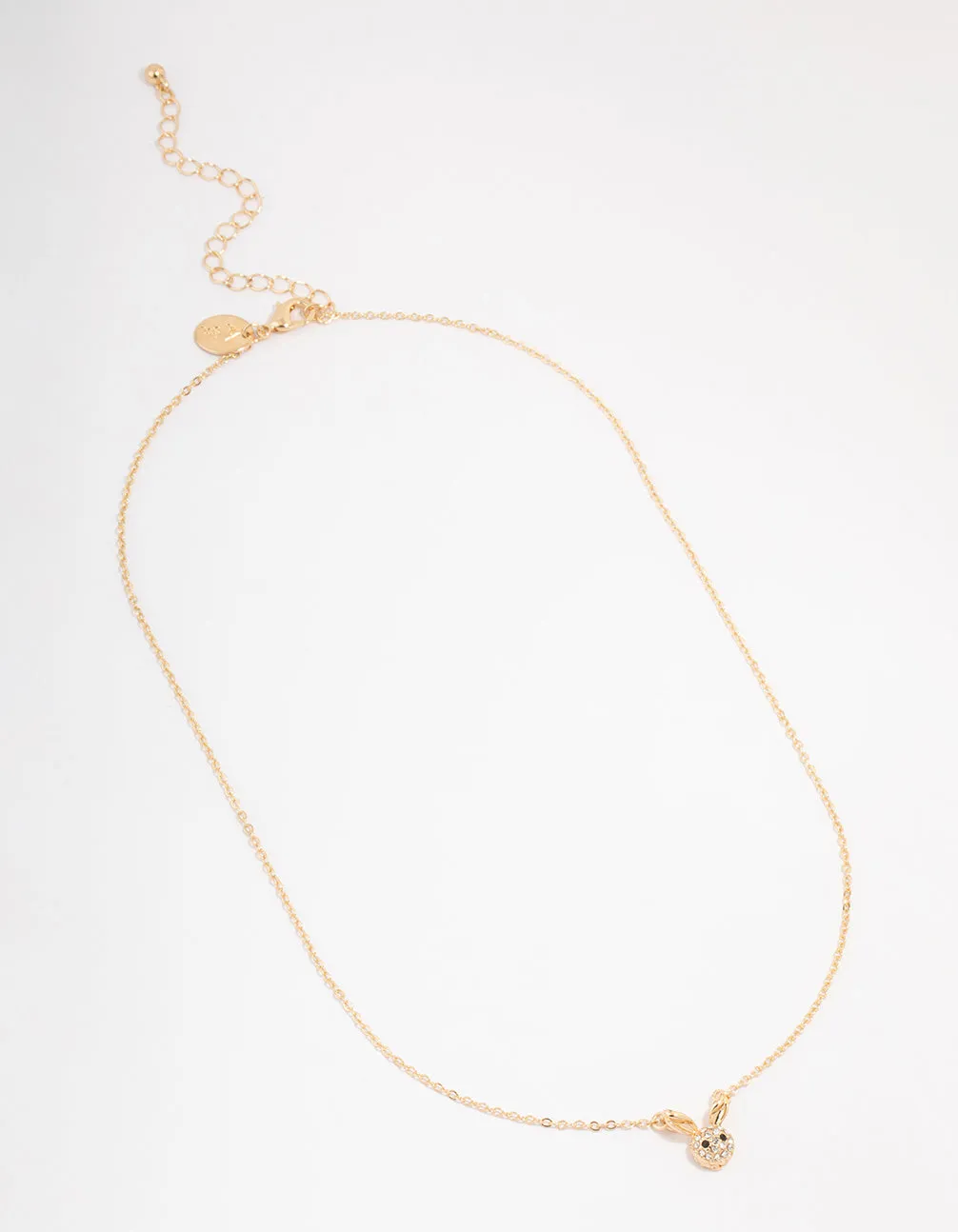 Gold Diamante Bunny Pendant Necklace