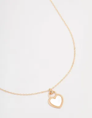 Gold Heart Locket Pendant Necklace