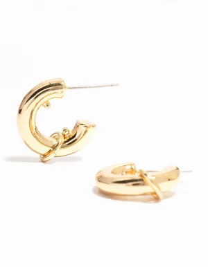 Gold Plated Mini Chubby Ring Hoop Earrings