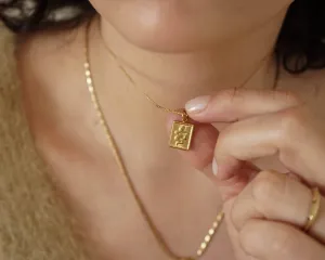 Gold Rectangle Snake Stamp Necklace