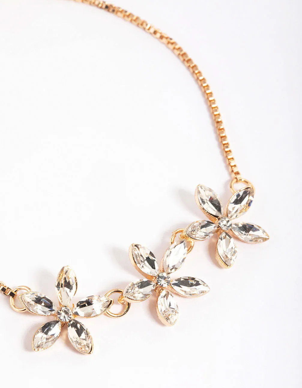 Gold Triple Flower Toggle Bracelet