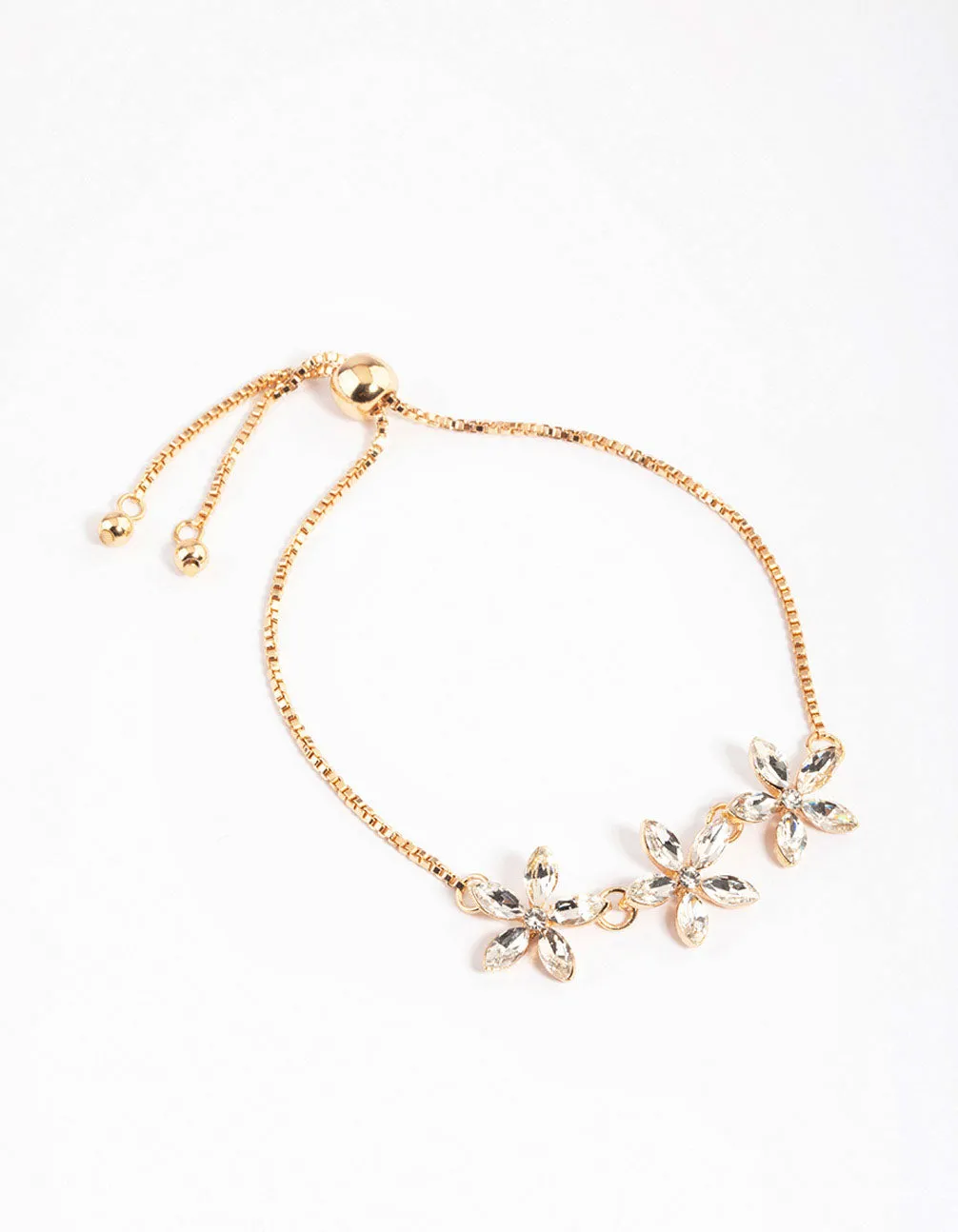 Gold Triple Flower Toggle Bracelet