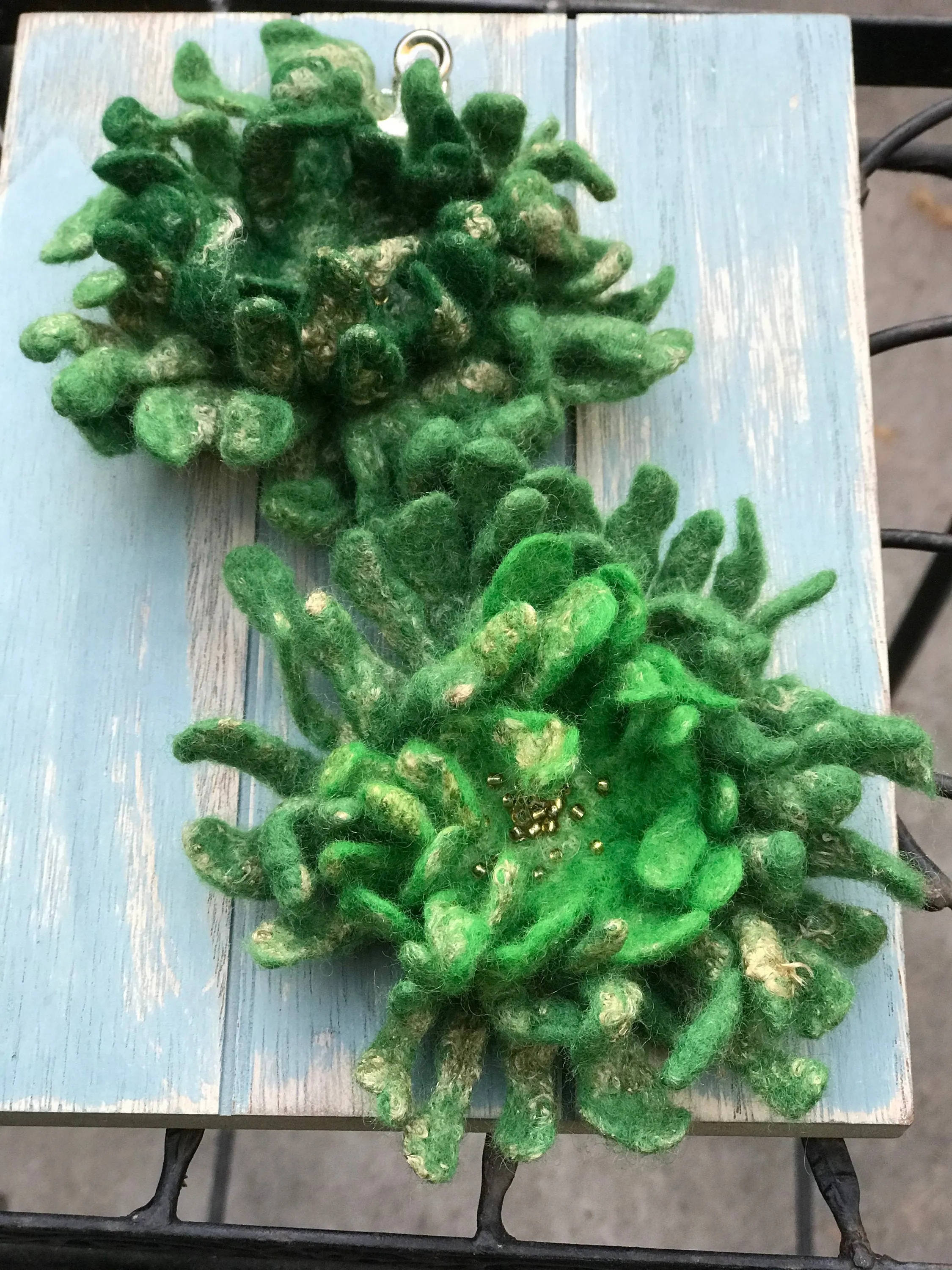 Green Felt Flower Brooch for Women, Gift for Her