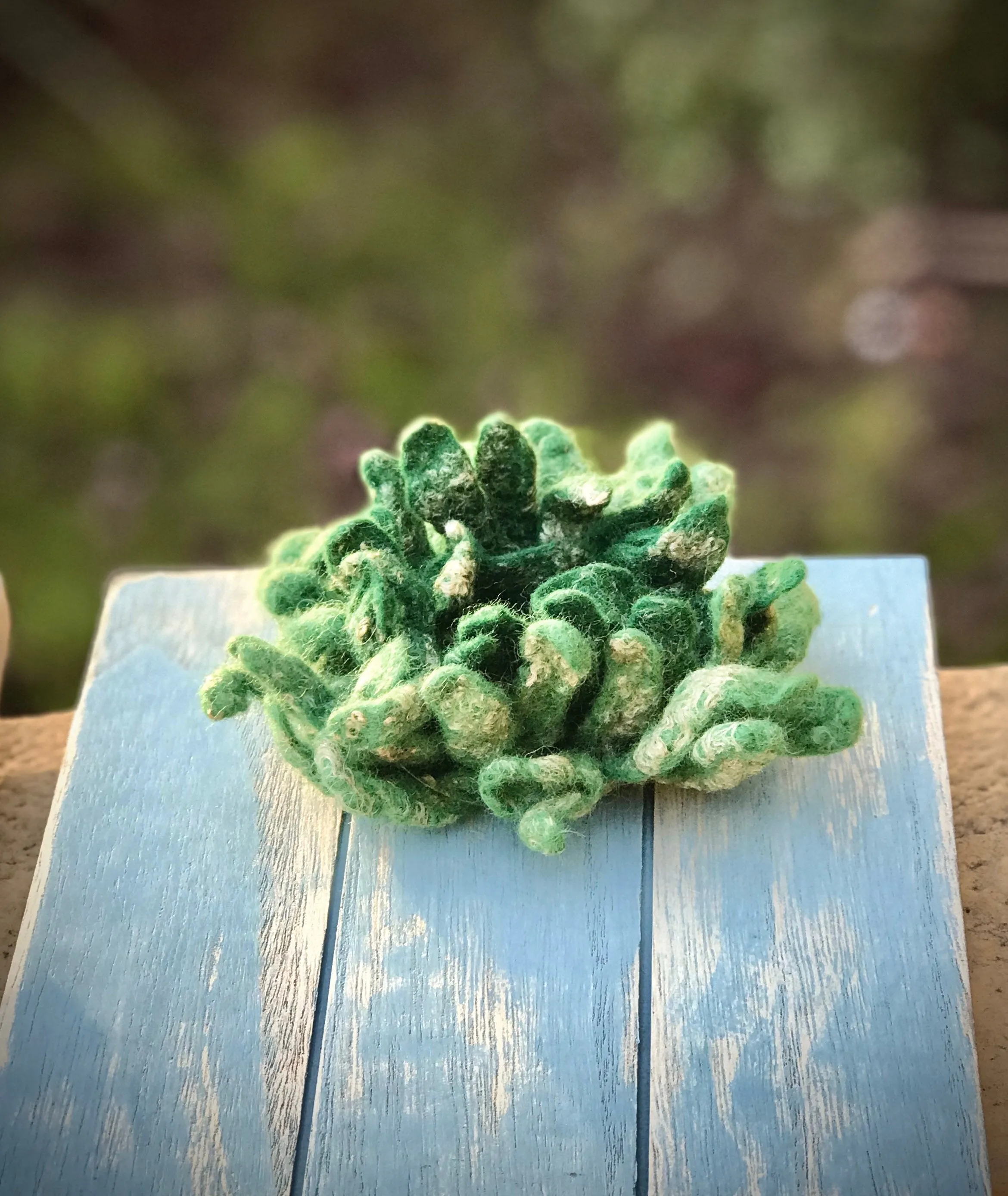 Green Felted Flower Brooch for Women, Wool Brooch Flower Pin