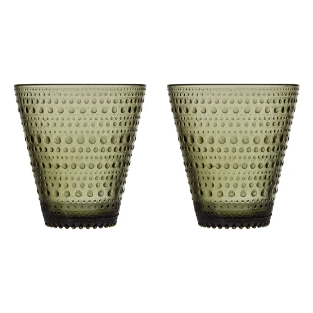 IITTALA | Glassware | KASTEHELMI Tumbler 30cl - Moss Green 2pcs