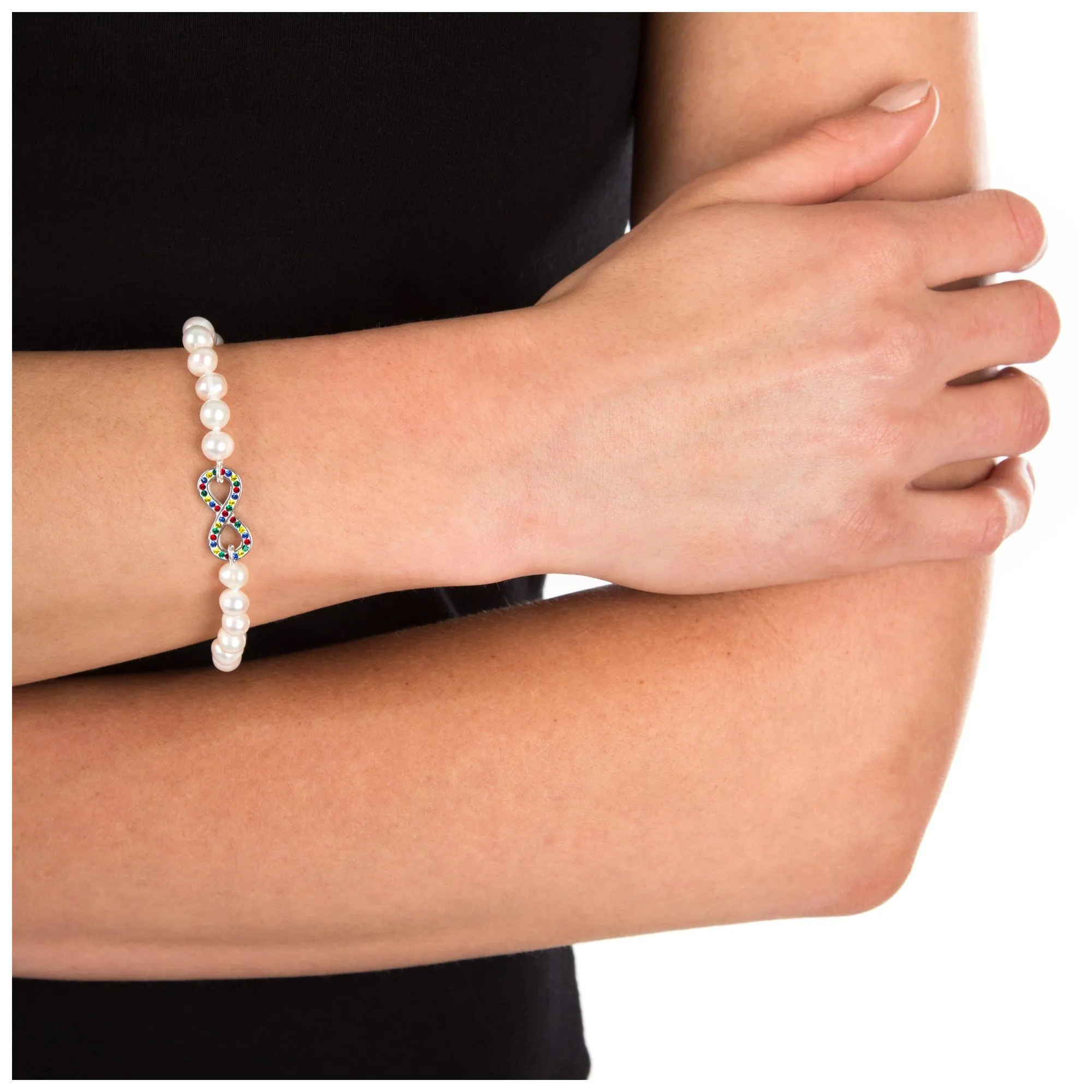 Infinite Hope Autism Ribbon Pearl & Sterling Bracelet