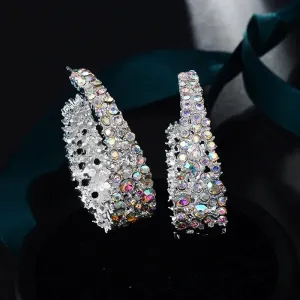 Iridescent Rhinestone Hoops