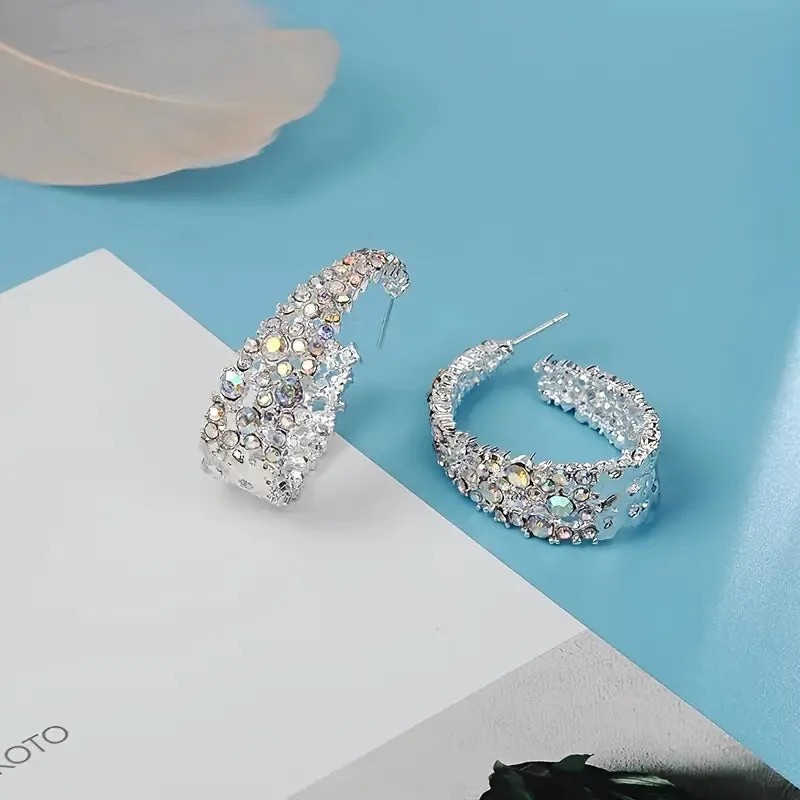 Iridescent Rhinestone Hoops