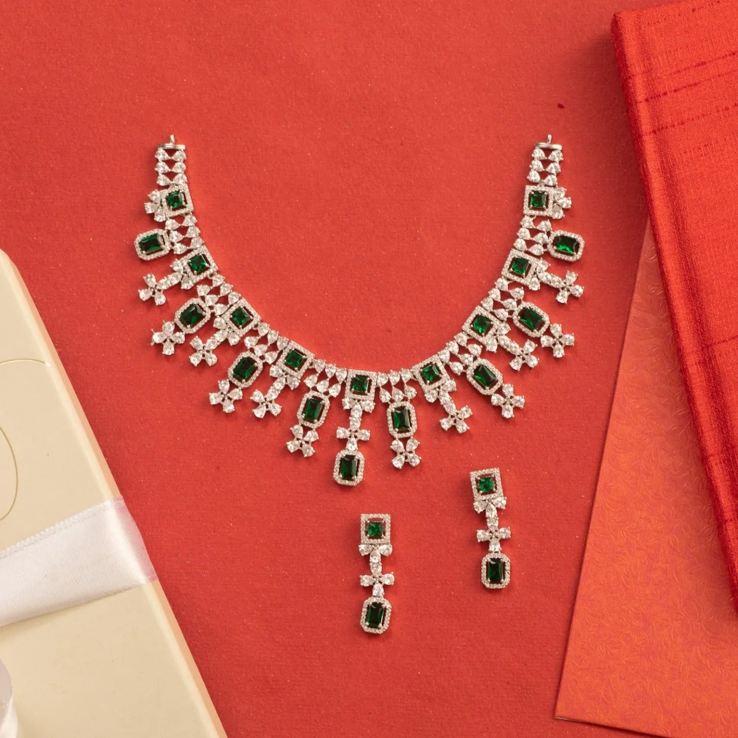 Jvalant Delicate CZ Necklace Set