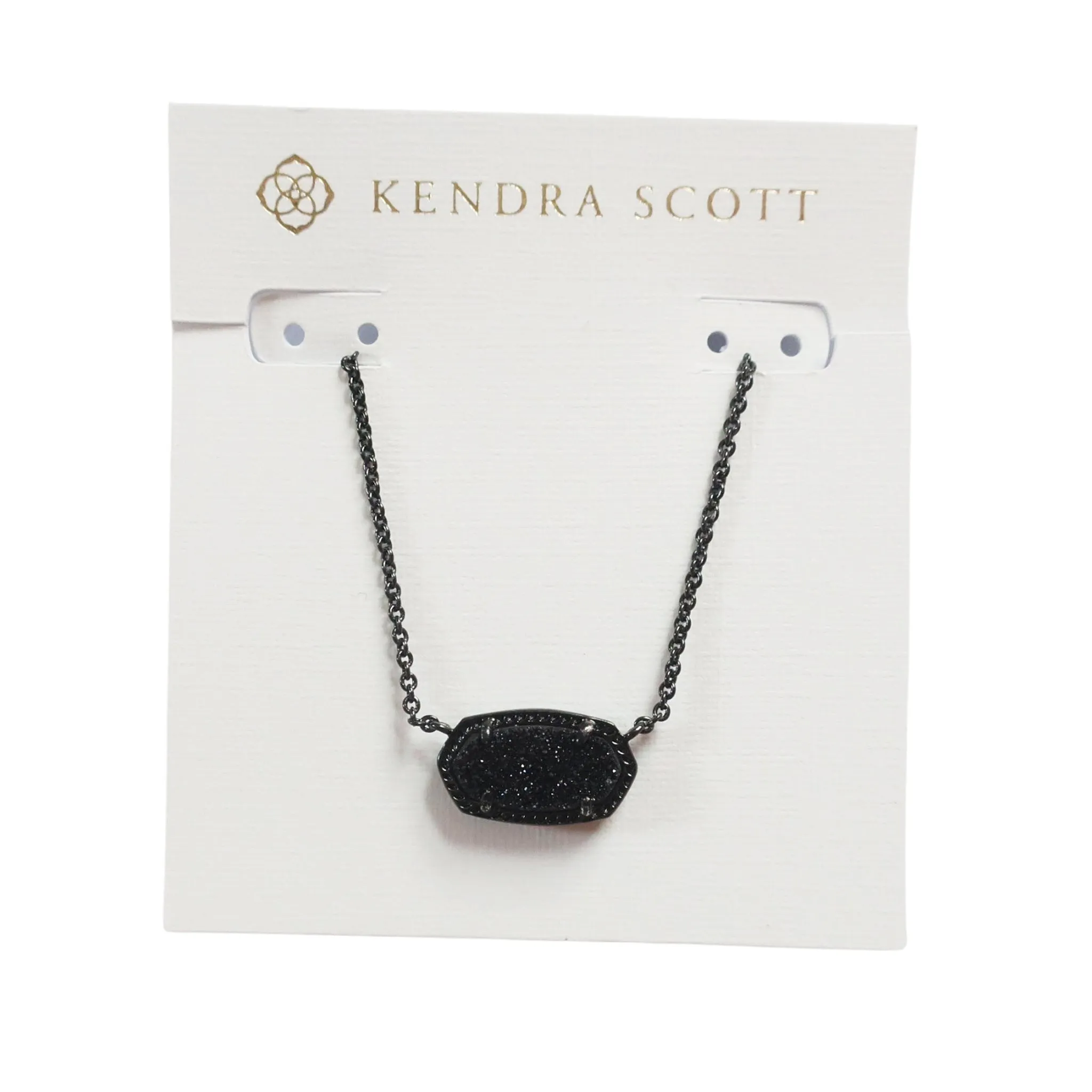 Kendra Scott Elisa Oval Pendant Necklace in Black Drusy and Gunmetal