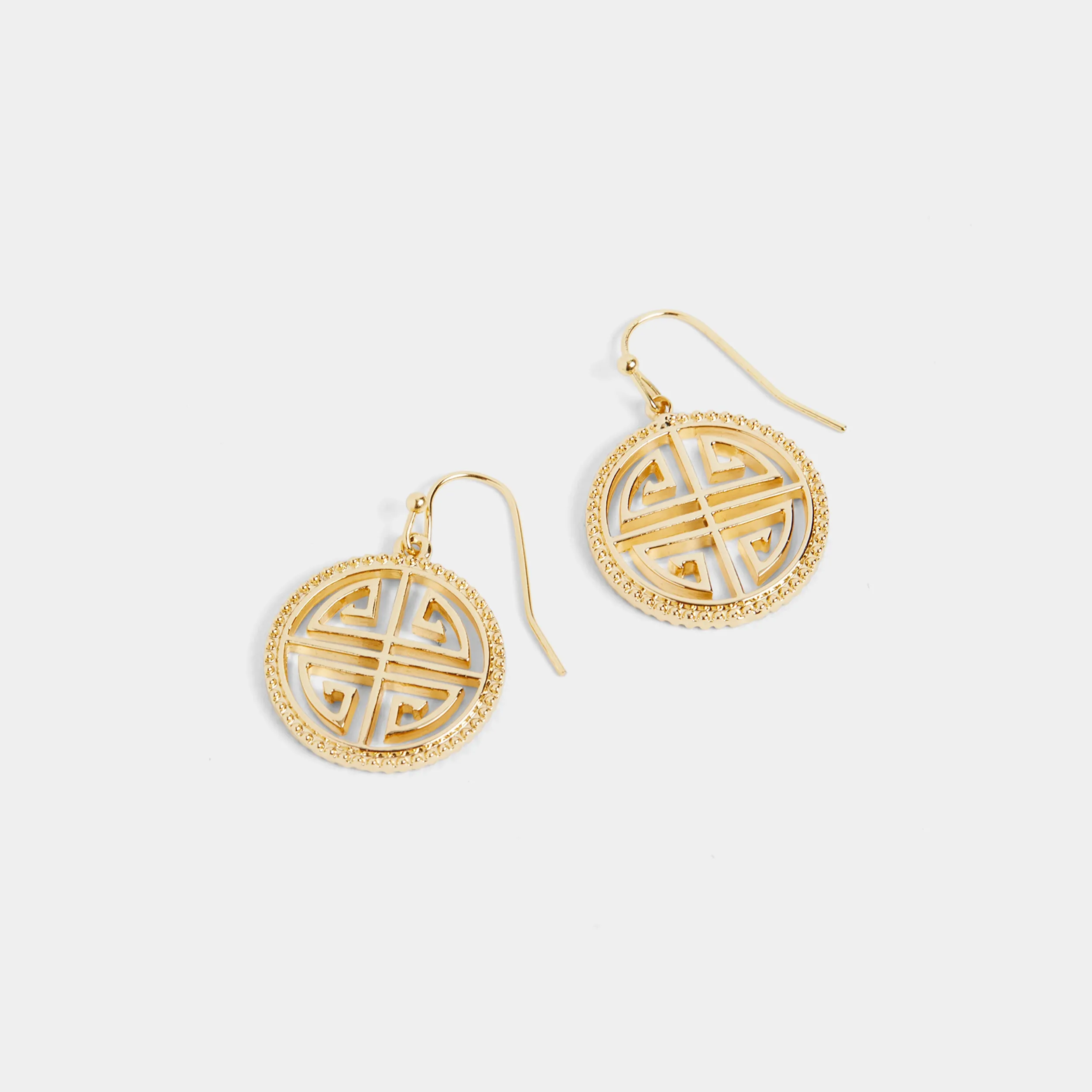 Labyrinth Crest Earrings - Gold