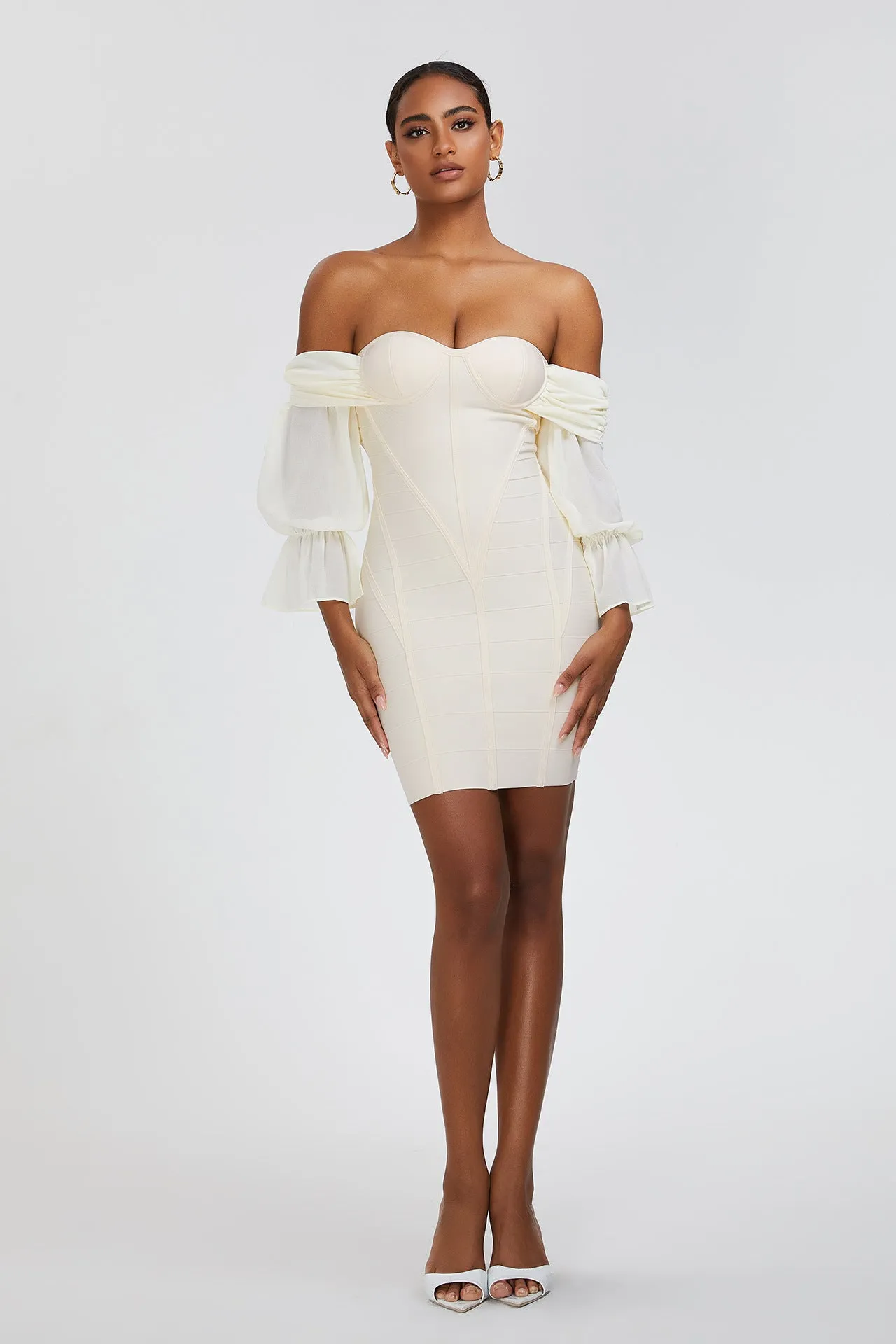 Lantern Sleeve Off-shoulder Dress