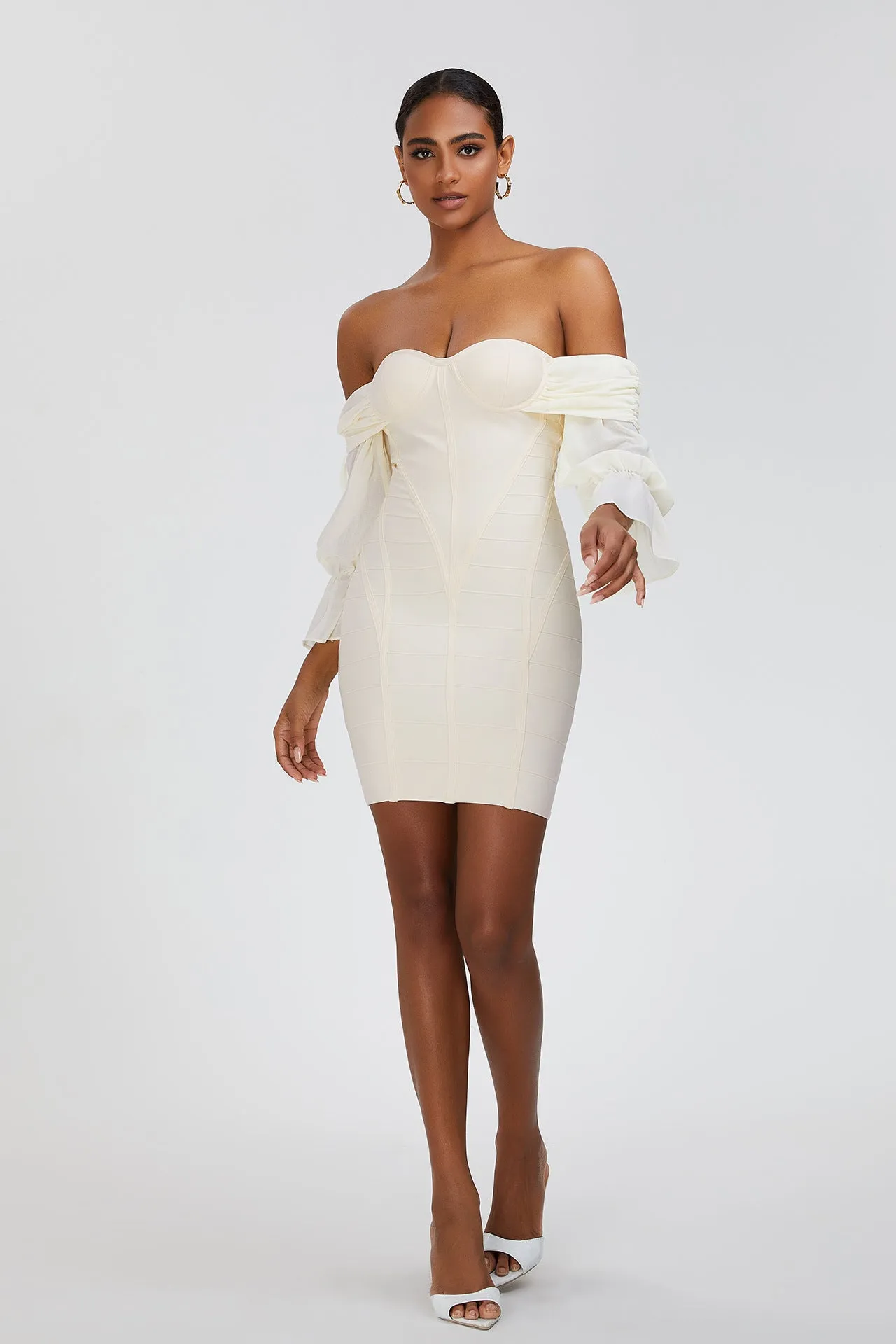 Lantern Sleeve Off-shoulder Dress