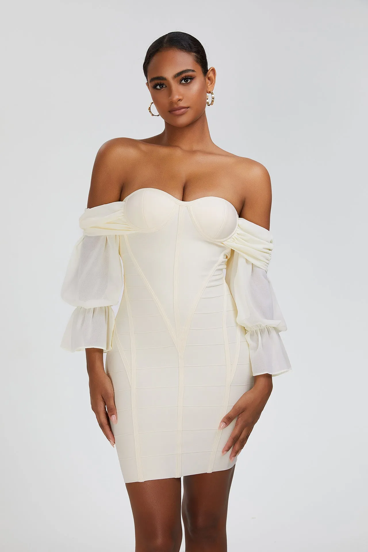 Lantern Sleeve Off-shoulder Dress