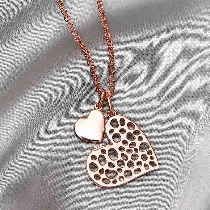 Lattice Heart Charm Necklace