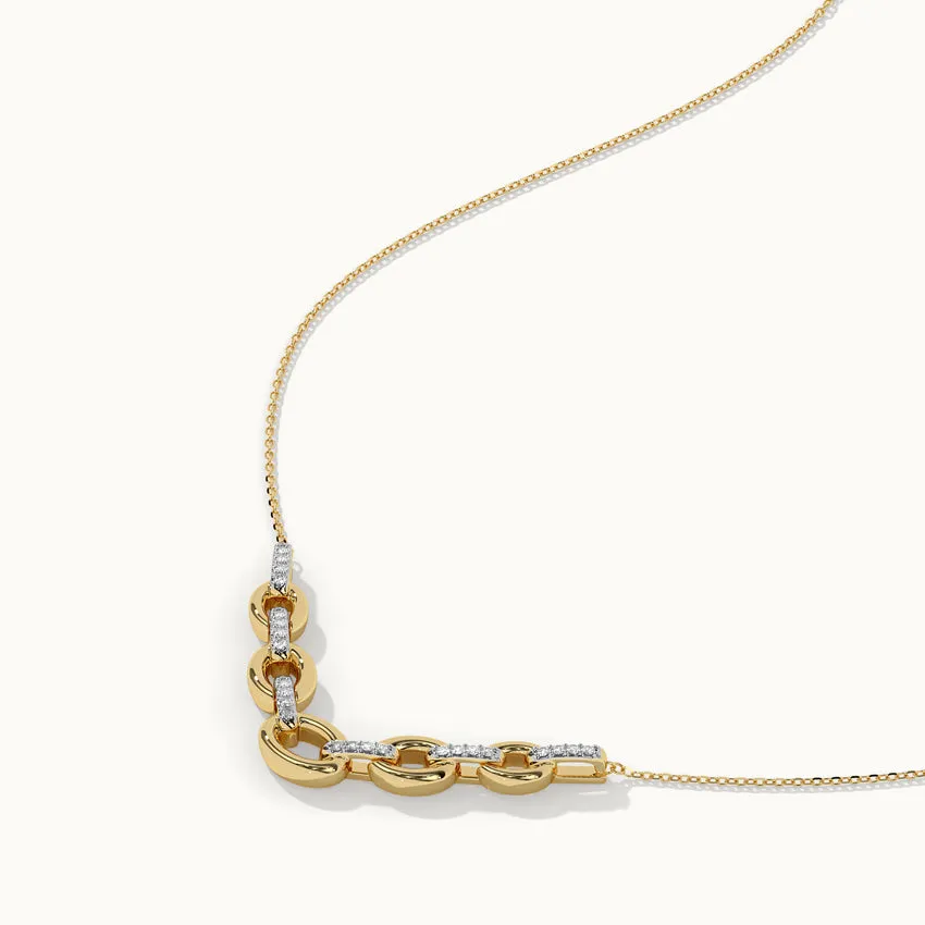 Linked Chain Diamond Bar Necklace