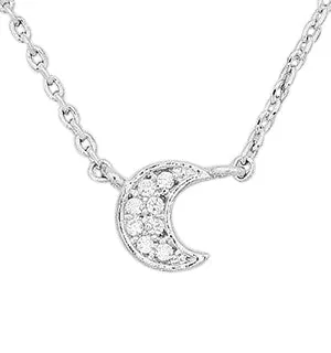 Luna Cubic Zirconia Delicate Moon Necklace