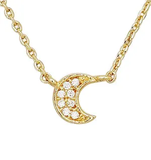 Luna Cubic Zirconia Delicate Moon Necklace