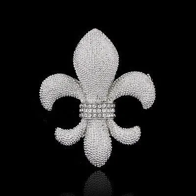 Luxury Banquet Silver Plated Anchors Charm Rhinestone Brooch Pin for Women