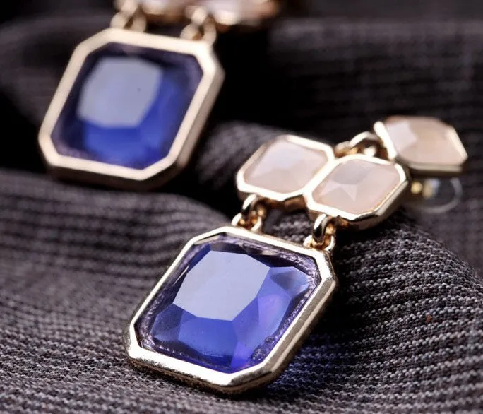 Luxury Elegant Ocean Blue Sapphire New Fashion Drop Earrings