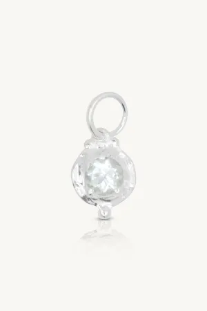 March Aquamarine Silver Birthstone Necklace Charm