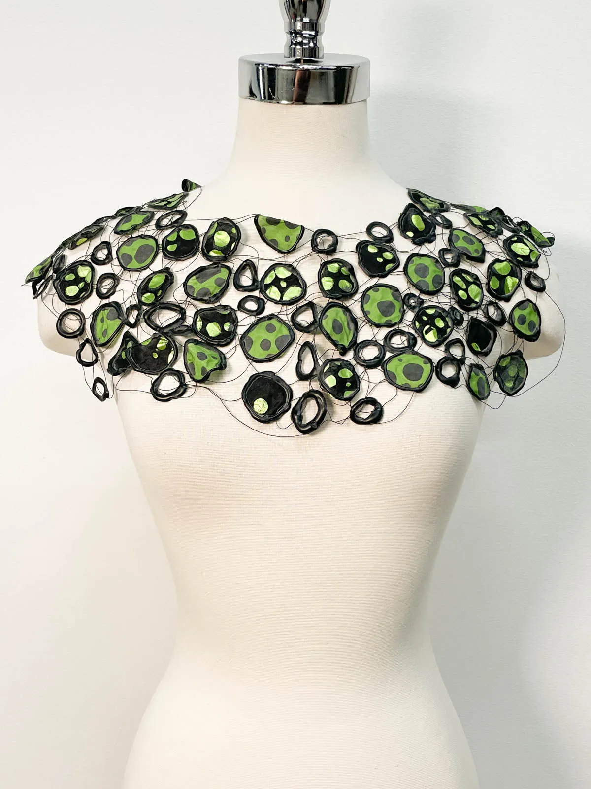 Metallic Polka Dot Circle Necklace, Lime