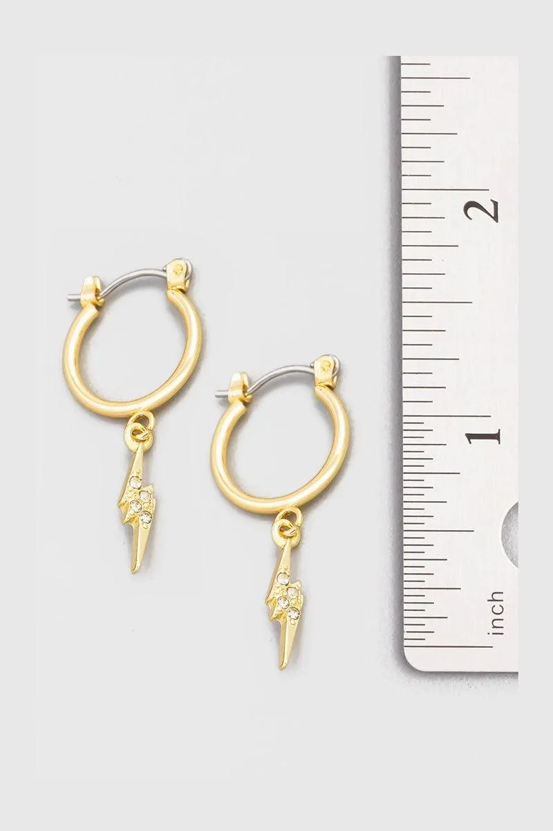 Mini Lightning Rhinestone Drop Hoop Earrings