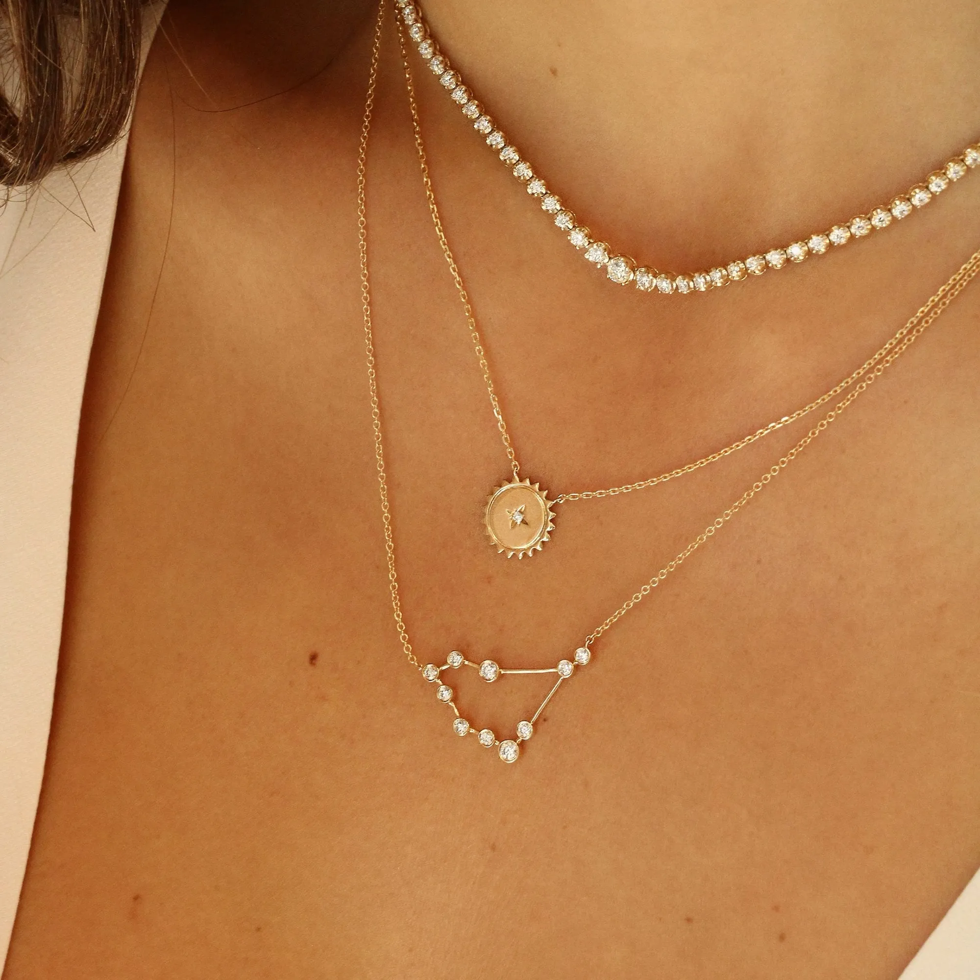 Mini Sunshine Necklace with Star Set Diamond