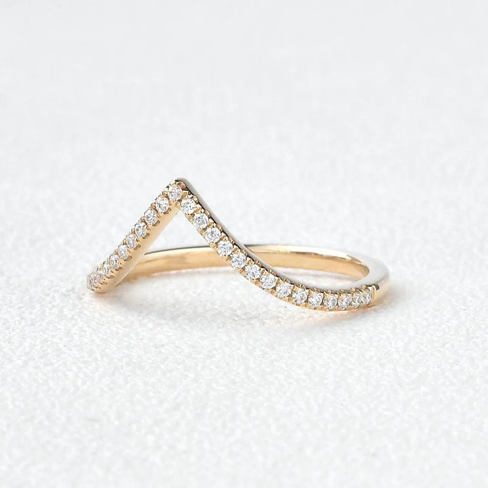 Minimalist Chevron Moissanite Stacking Band