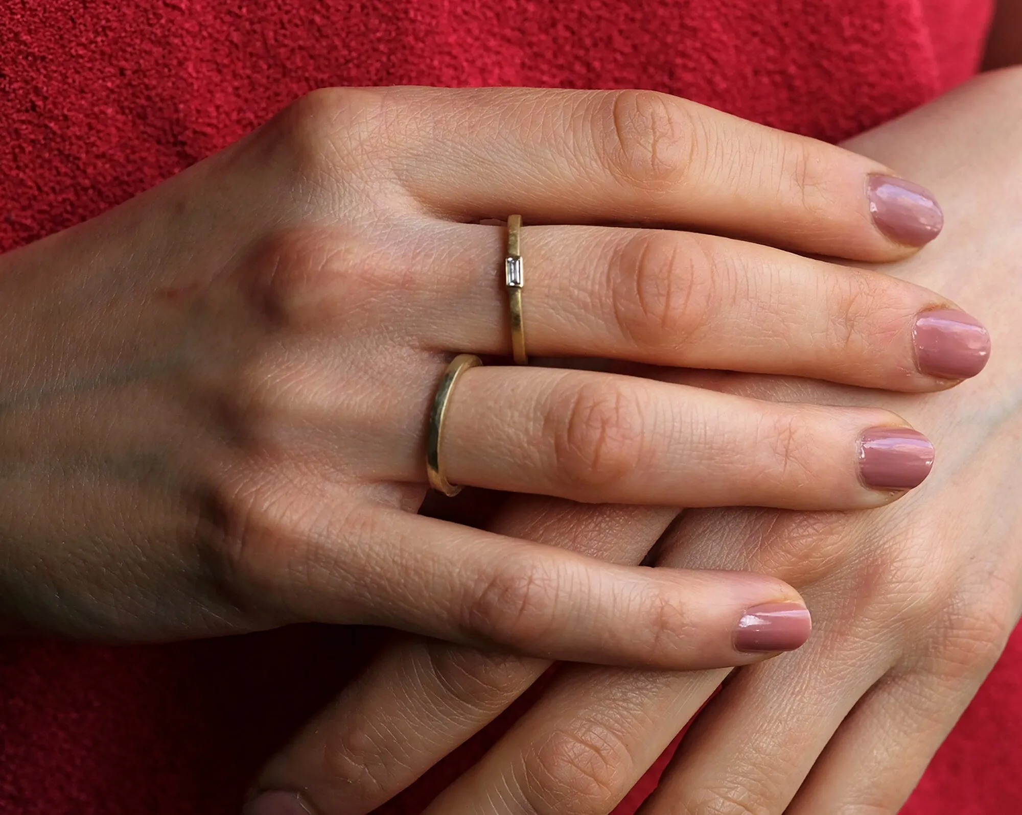 Minimalist Hammered Gold Ring