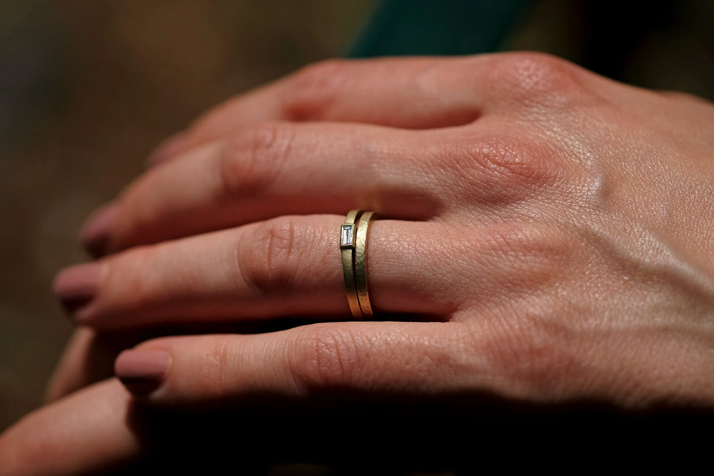 Minimalist Hammered Gold Ring