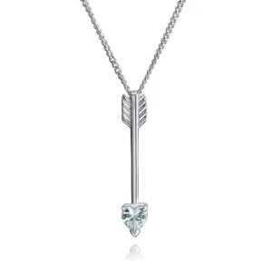 Minimalist Heart CZ Arrow Pendant Necklace in Sterling Silver