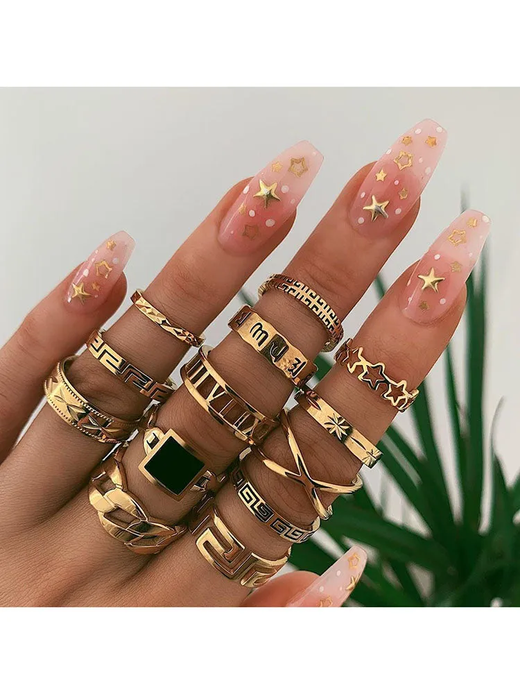 Minimalist Joint Knuckle Geometric Rings Sets