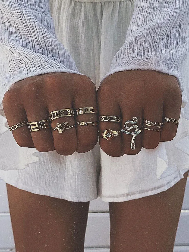 Minimalist Joint Knuckle Geometric Rings Sets