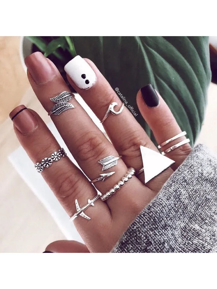 Minimalist Joint Knuckle Geometric Rings Sets