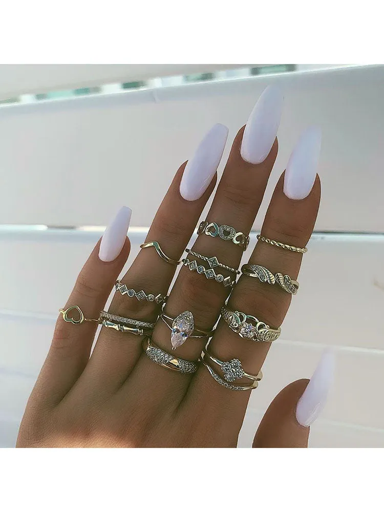 Minimalist Joint Knuckle Geometric Rings Sets